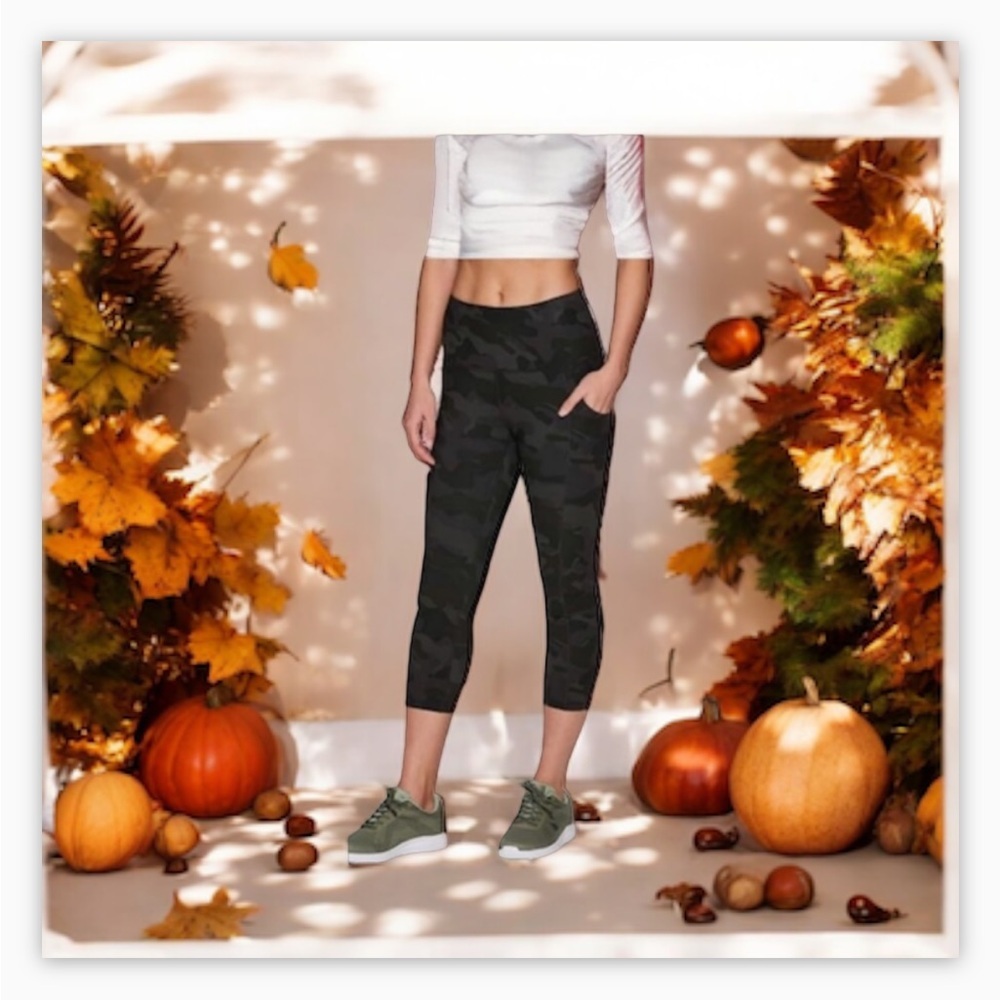 RBX Active Black Camo Crop Legging High Waist W/ Pockets-NWOT-Sz M 🍂​